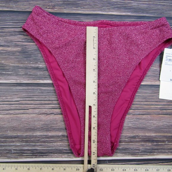 Good American NEW Medium Sz 2 Pink Sparkle Good Waist Cheeky Swim Bottoms Bikini - Picture 6 of 8